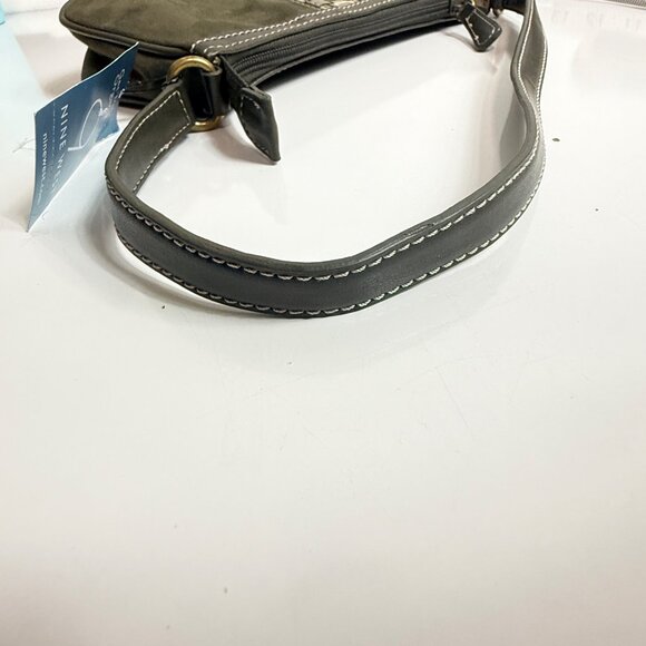 Nine West Y2K Mini Shoulder Bag Green Suede Leather Accent NWT - Picture 7 of 13